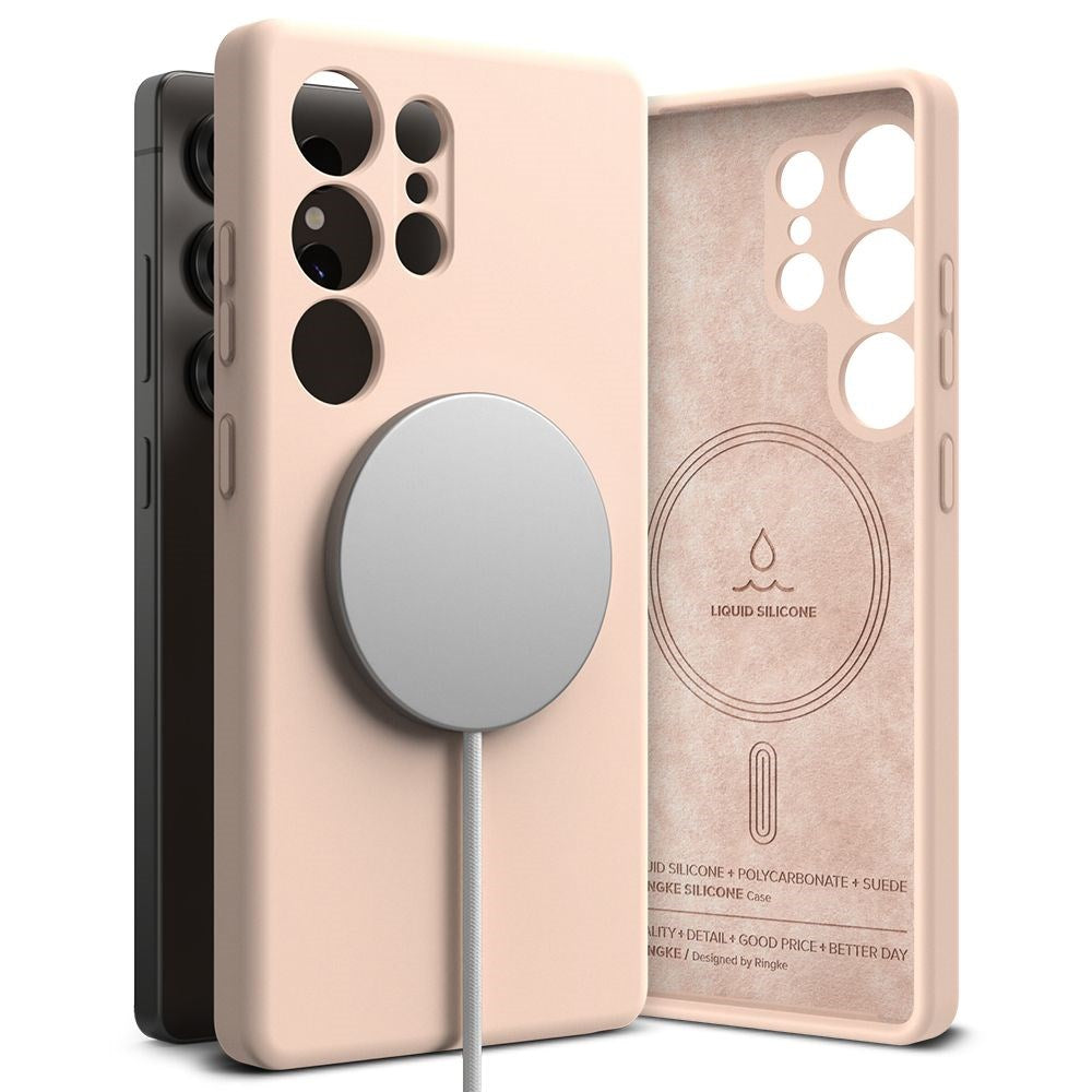 Ringke Samsung Galaxy S25 Ultra Silikon Magnetisk MagSafe Deksel - Rosa