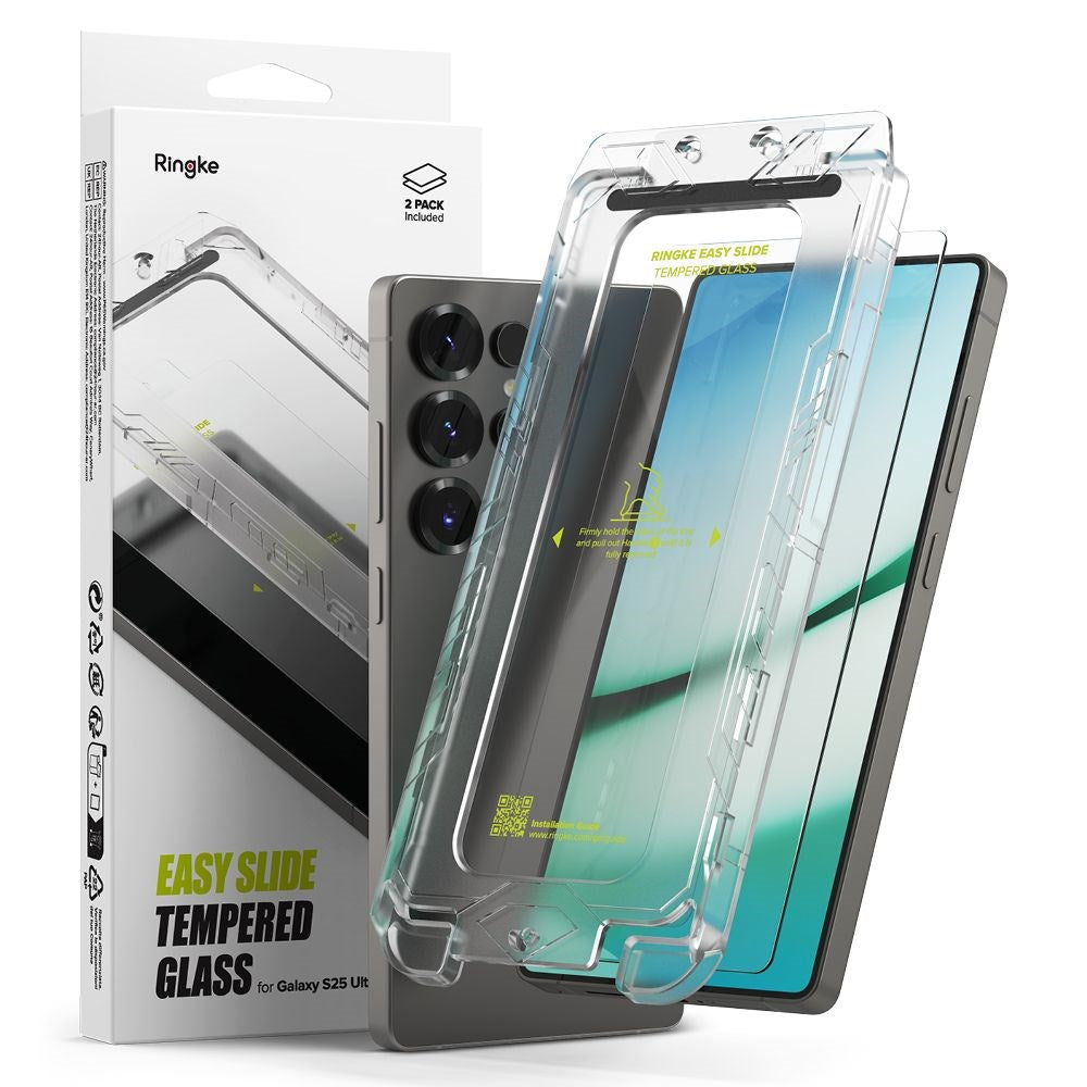 Ringke Samsung Galaxy S25 Ultra Easy Slide Herdet Glass Skjermbeskytter – Gjennomsiktig