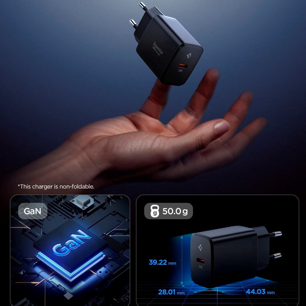 Spigen 20W Vegglader m. 1x USB-C - Svart