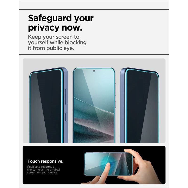 Samsung Galaxy S25 / S24 Spigen Glass tR EZ Fit HD Skjermbeskyttelsesglass - Privacy - 2 stk - Gjennomsiktig