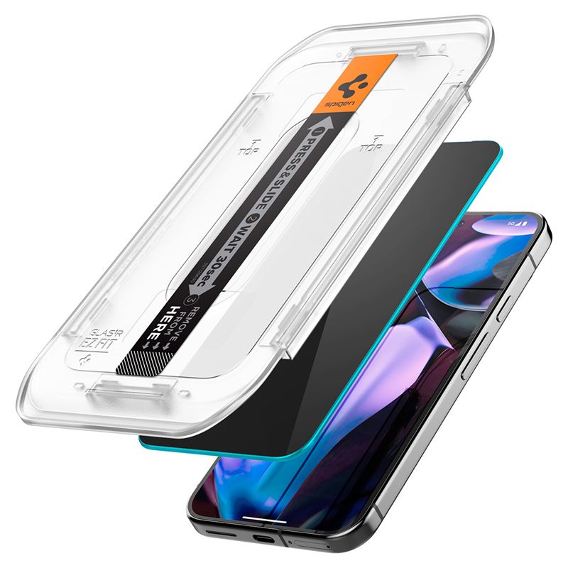 Spigen Google Pixel 9 Pro XL EZ Fit Privacy Skjermbeskytter 2-Pack – Gjennomsiktig / Svart