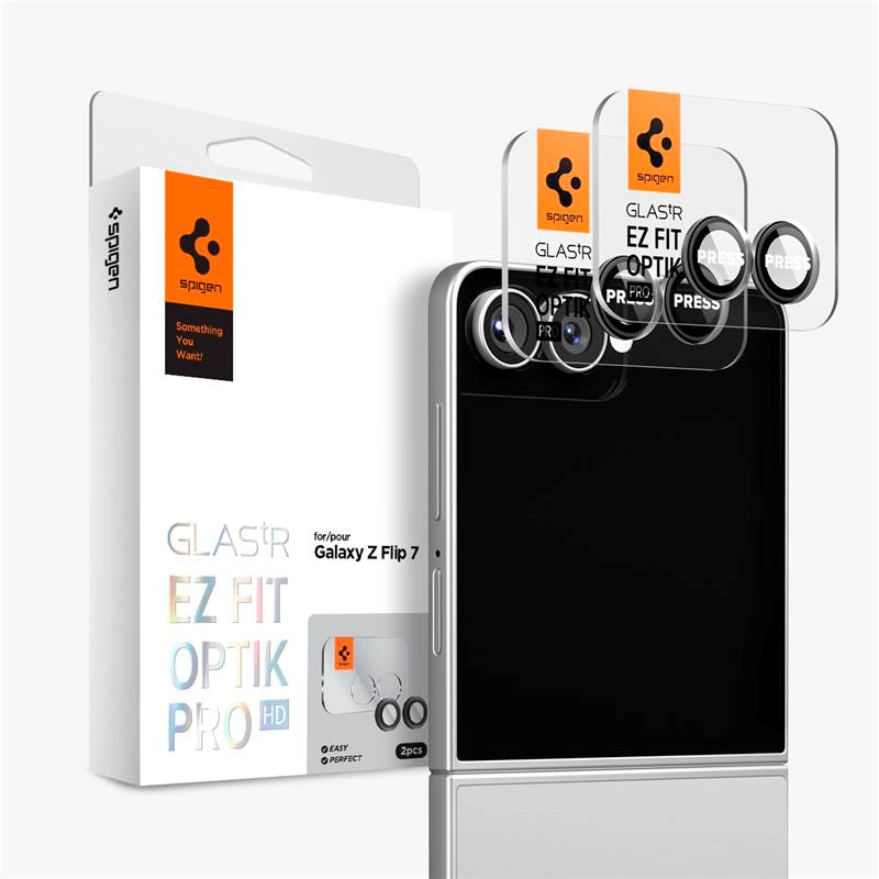 Samsung Galaxy Z Flip7 Spigen Glass tR EZ Fit Optik Pro HD - 2 stk - Svart