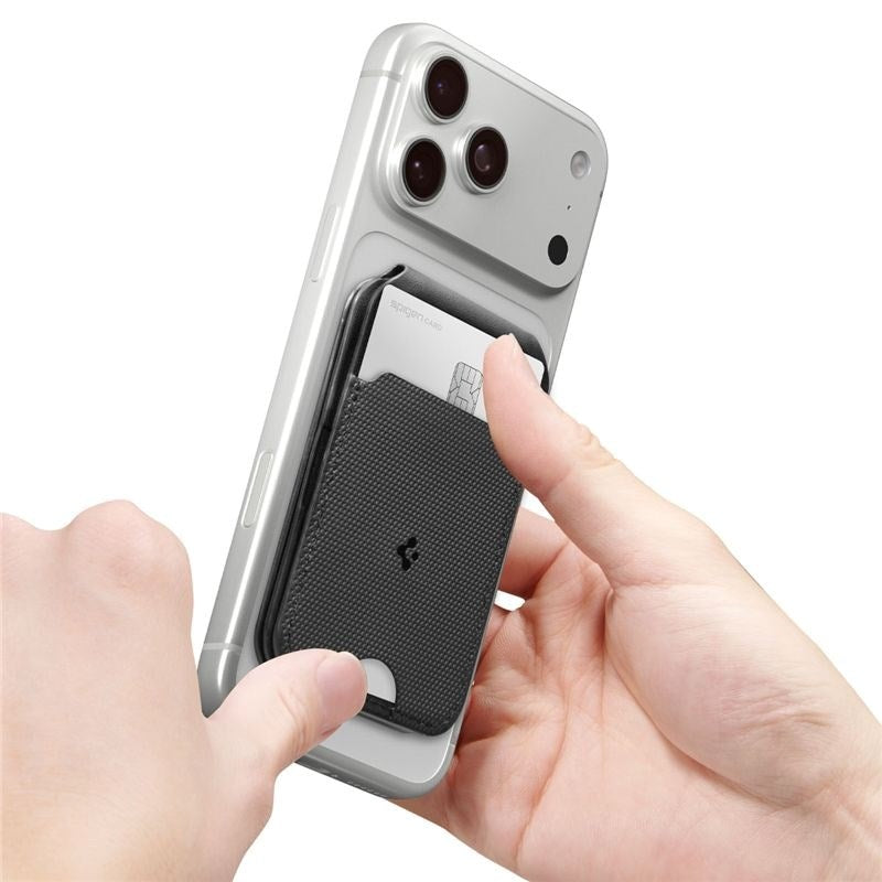 Spigen Slim Fold Kortholder for 3 Kort med Stativfunksjon - MagSafe Kompatibel - Svart