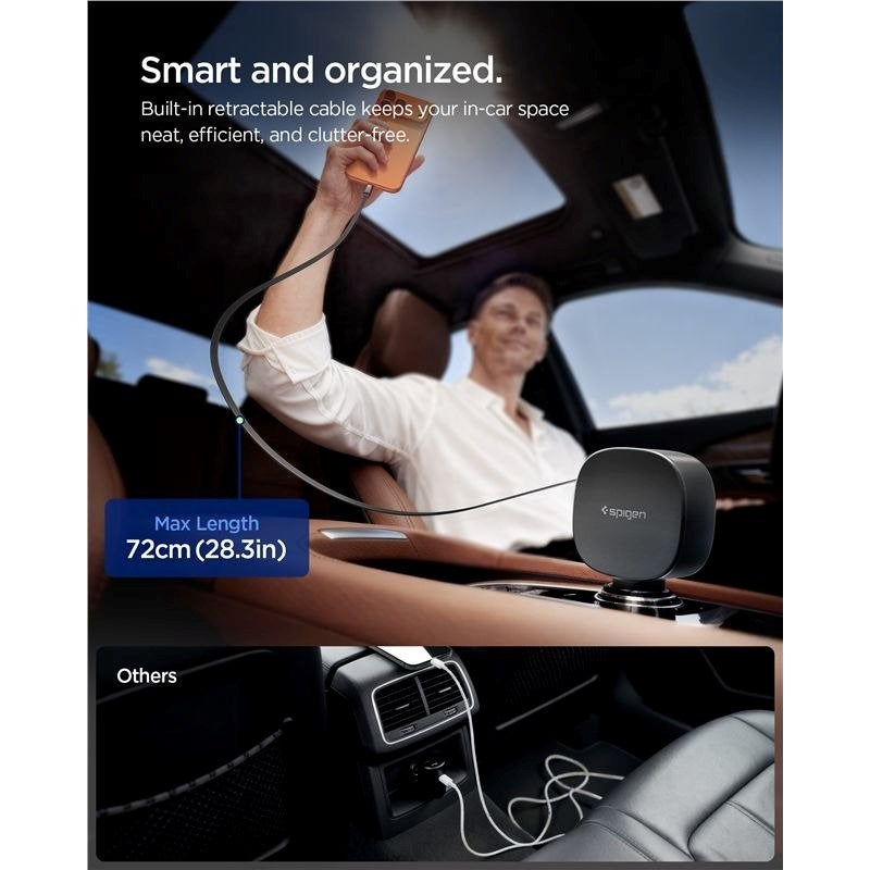 Spigen Essential Billader 60W med innebygd USB-C-Kabel & 1 x USB-C 1 x USB-A - Svart