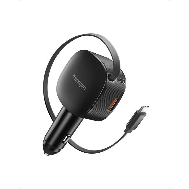Spigen Essential Billader 60W med innebygd USB-C-Kabel & 1 x USB-C 1 x USB-A - Svart