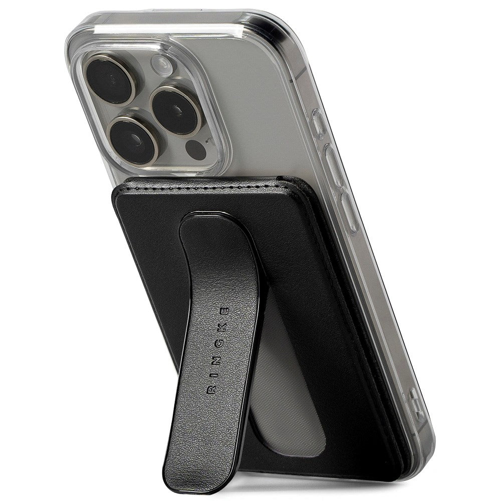 Ringke Wallet Slide Grip - Magnetisk Kortholder m. Ståfunksjon - MagSafe Kompatibel - Svart