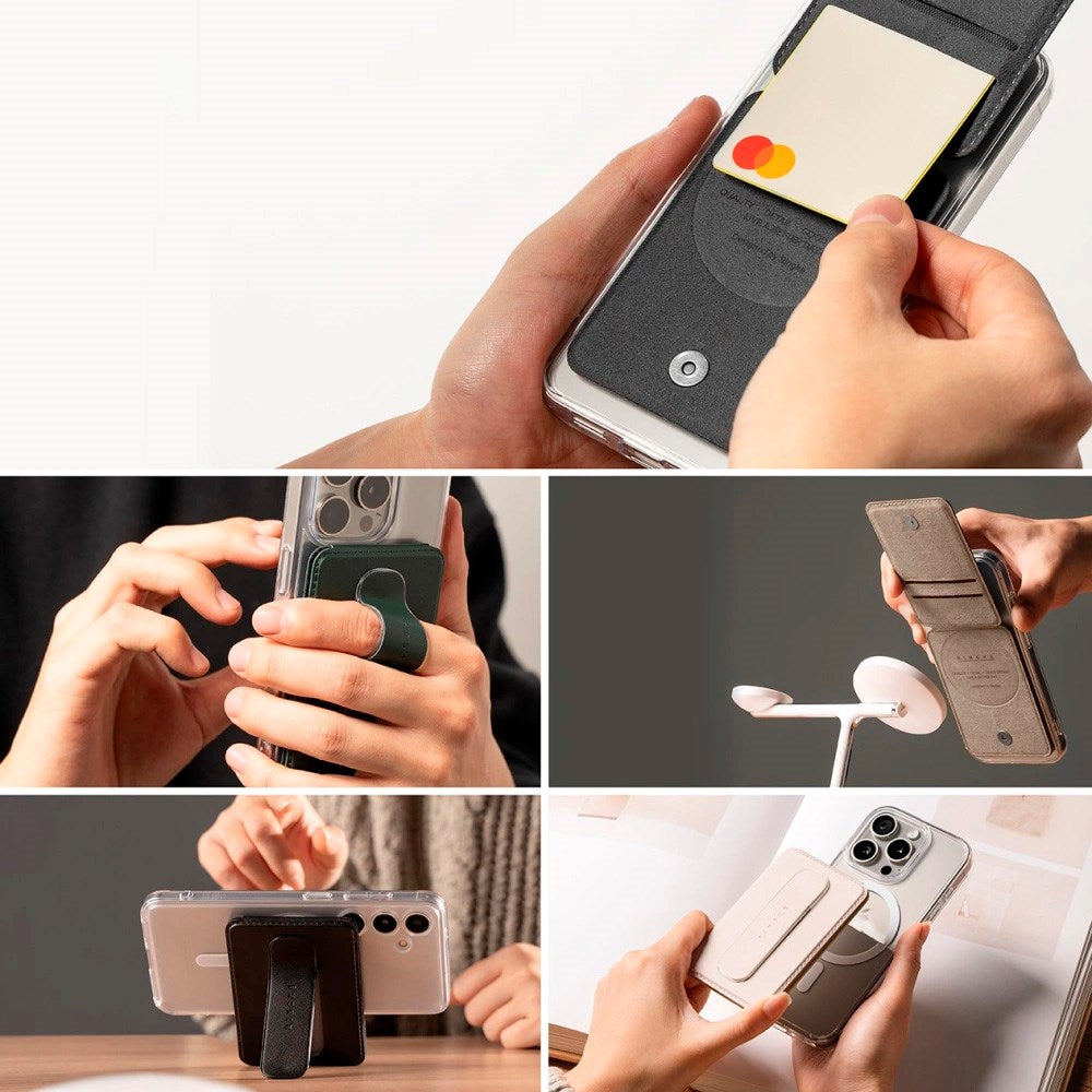 Ringke Wallet Slide Grip - Magnetisk Kortholder m. Ståfunksjon - MagSafe Kompatibel - Svart