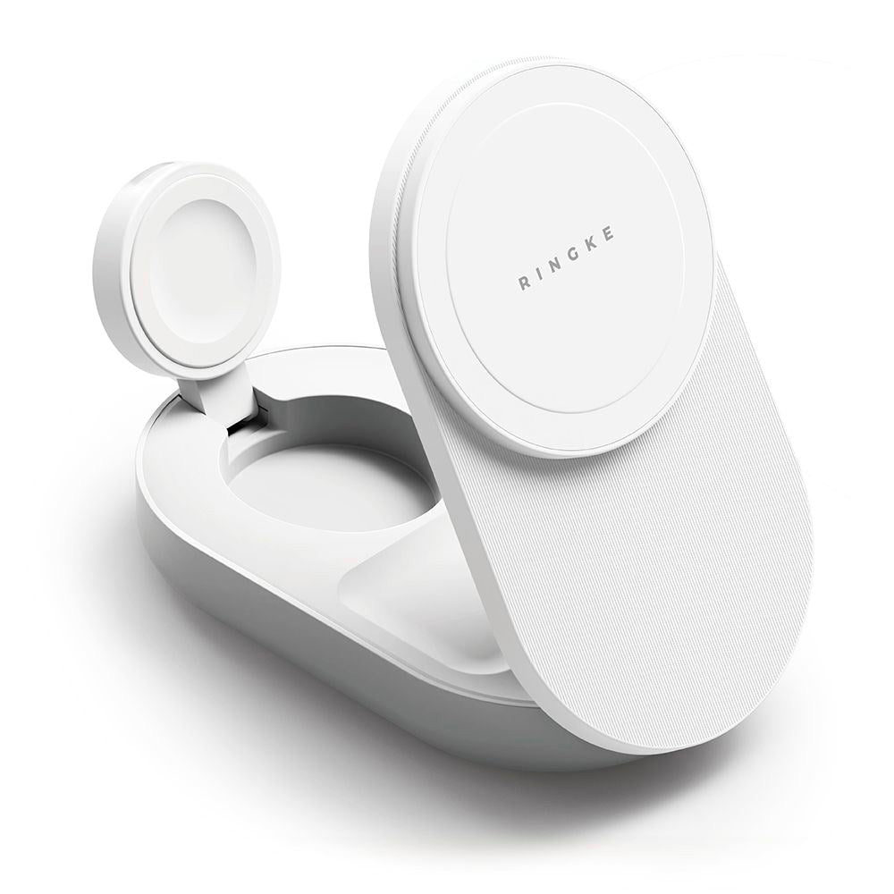 Ringke 3-i-1 Qi2 Foldbar Trådløs Lader – 25W – MagSafe Kompatibel – Hvit