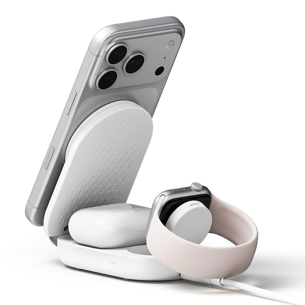 Ringke 3-i-1 Qi2 Foldbar Trådløs Lader – 25W – MagSafe Kompatibel – Hvit