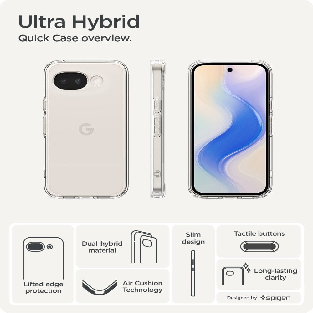 Google Pixel 10a Spigen Ultra Hybrid Deksel - Gjennomsiktig