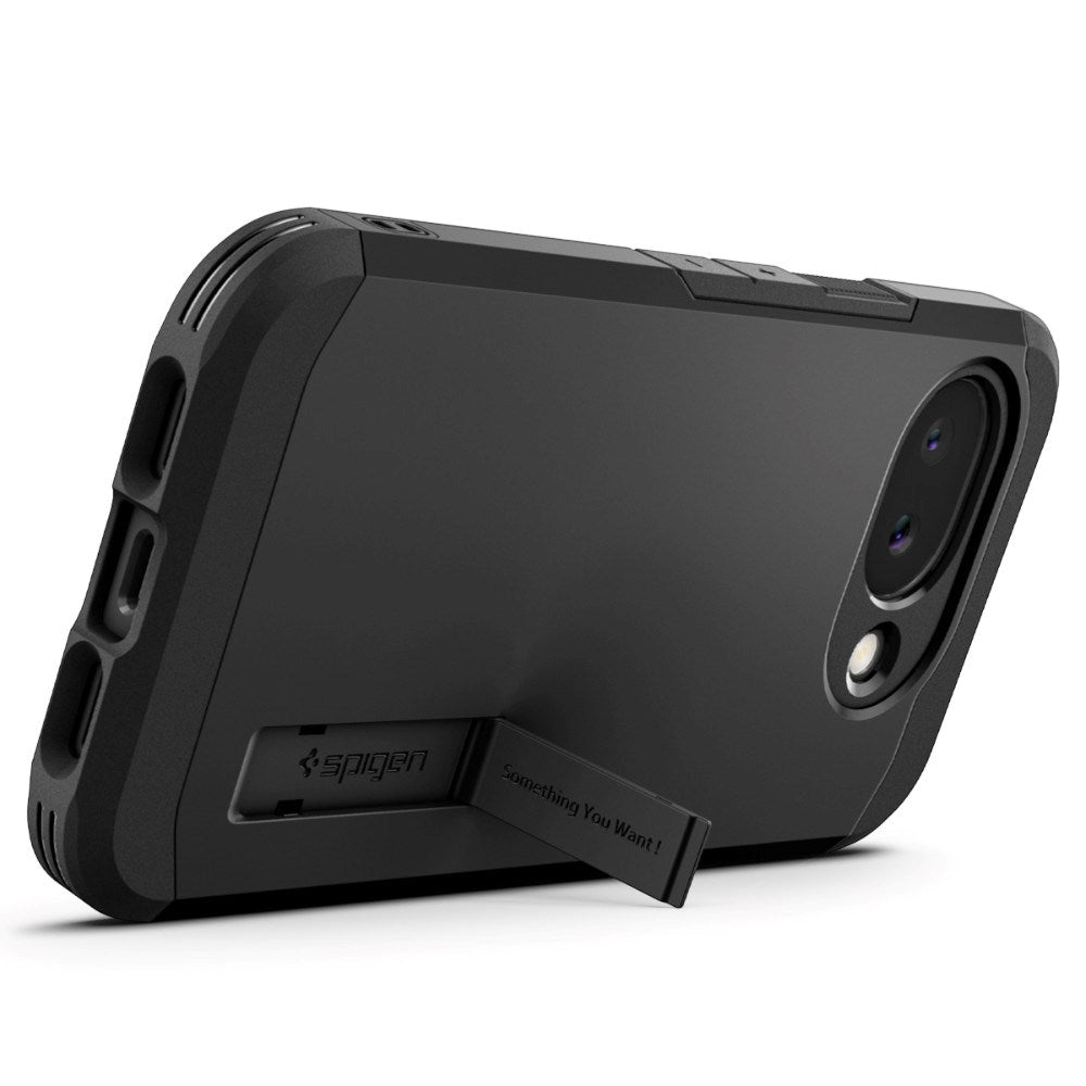 Google Pixel 10a Spigen Tough Armor Hybrid Deksel m. Stativfunksjon - MagSafe Kompatibel - Svart
