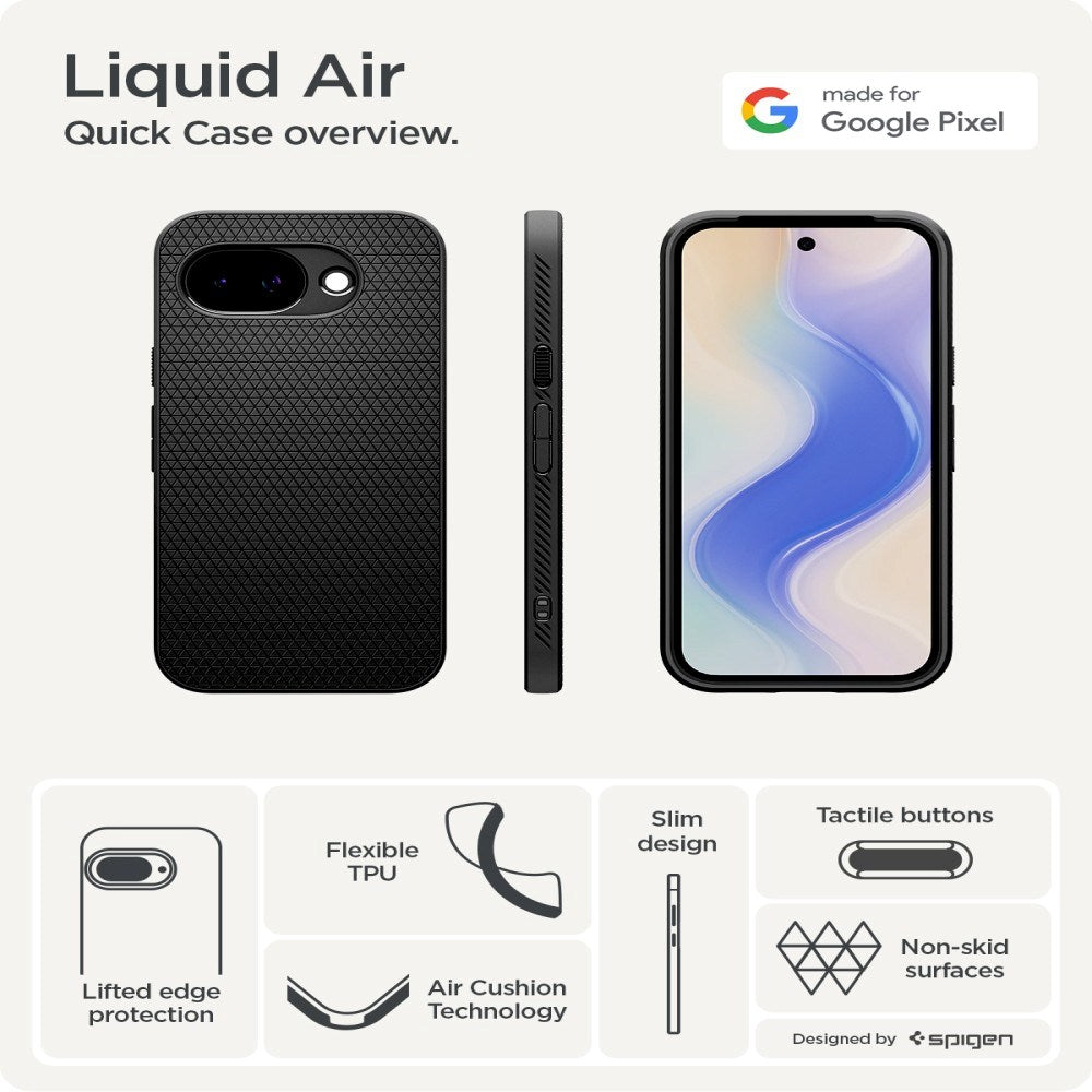 Google Pixel 10a Spigen Liquid Air Deksel - Svart