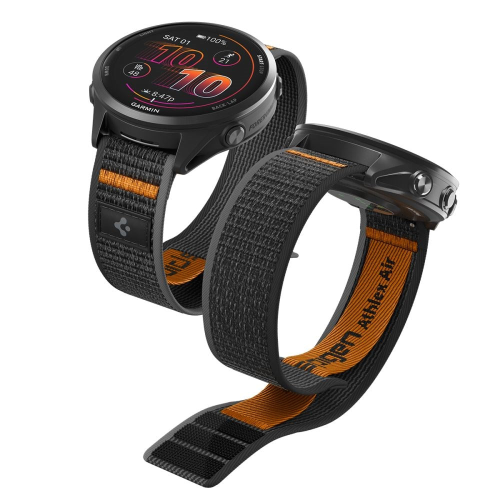 Spigen Athlex Air Universal Nylonrem (22 mm) - Svart / Oransje