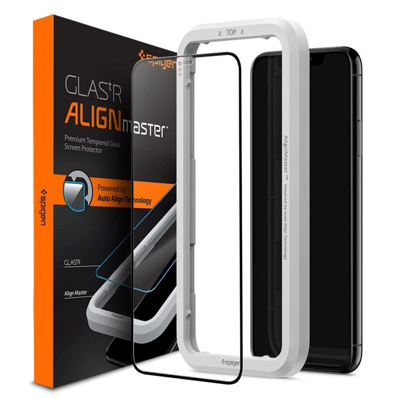 iPhone 11 Pro Max Spigen Align Glass Skjermbeskyttelse - Case Friendly - Gjennomsiktig