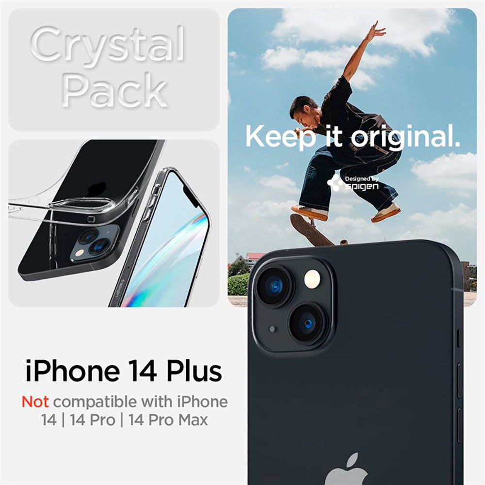 iPhone 14 Plus Spigen Crystal Pack Set m. Deksel og 2 stk. Beskyttelsesglass - Gjennomsiktig