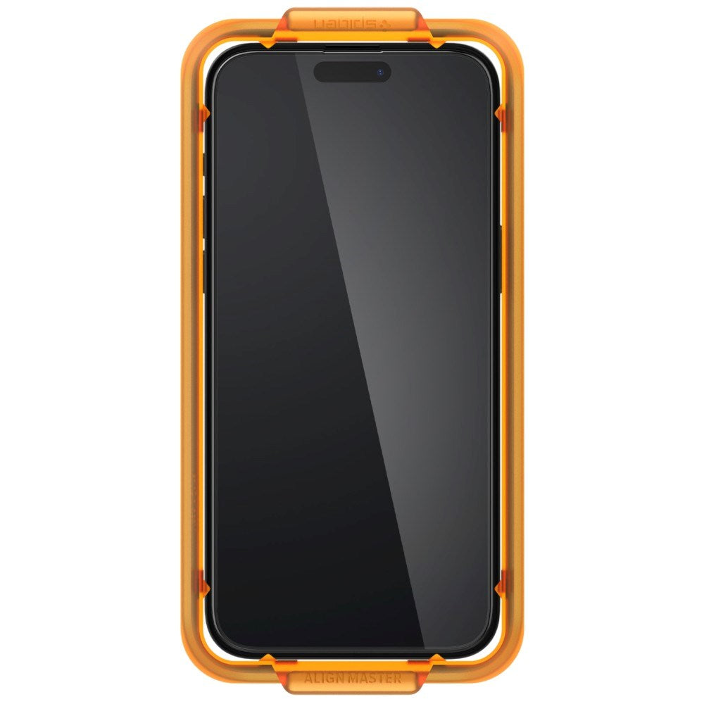 iPhone 15 Pro Spigen Glass tR AlignMaster Skjermbeskyttelsesglass - 2 stk - Gjennomsiktig / Svart Kant