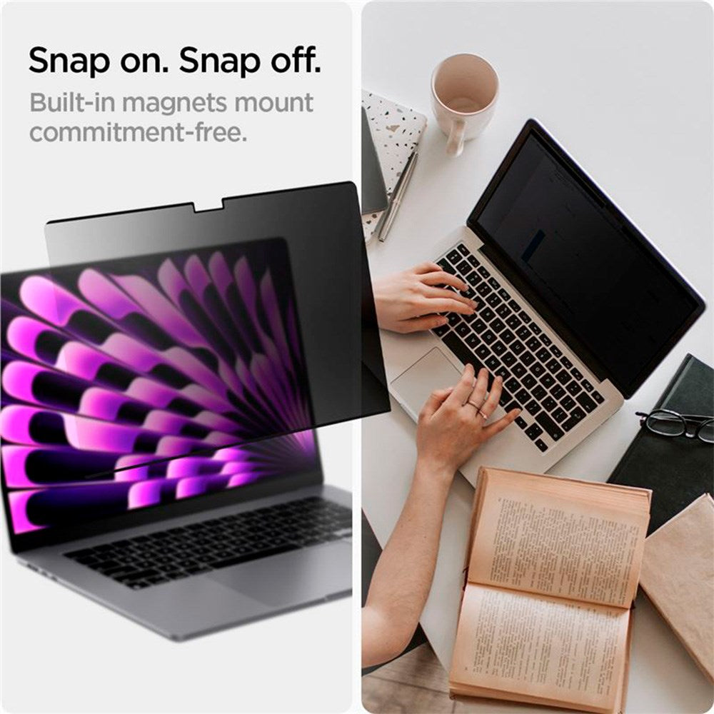 MacBook Air 15" M2/M3/M4 (2023-2025) Spigen SafeView Privacy Beskyttelsesfilm - Gjennomsiktig