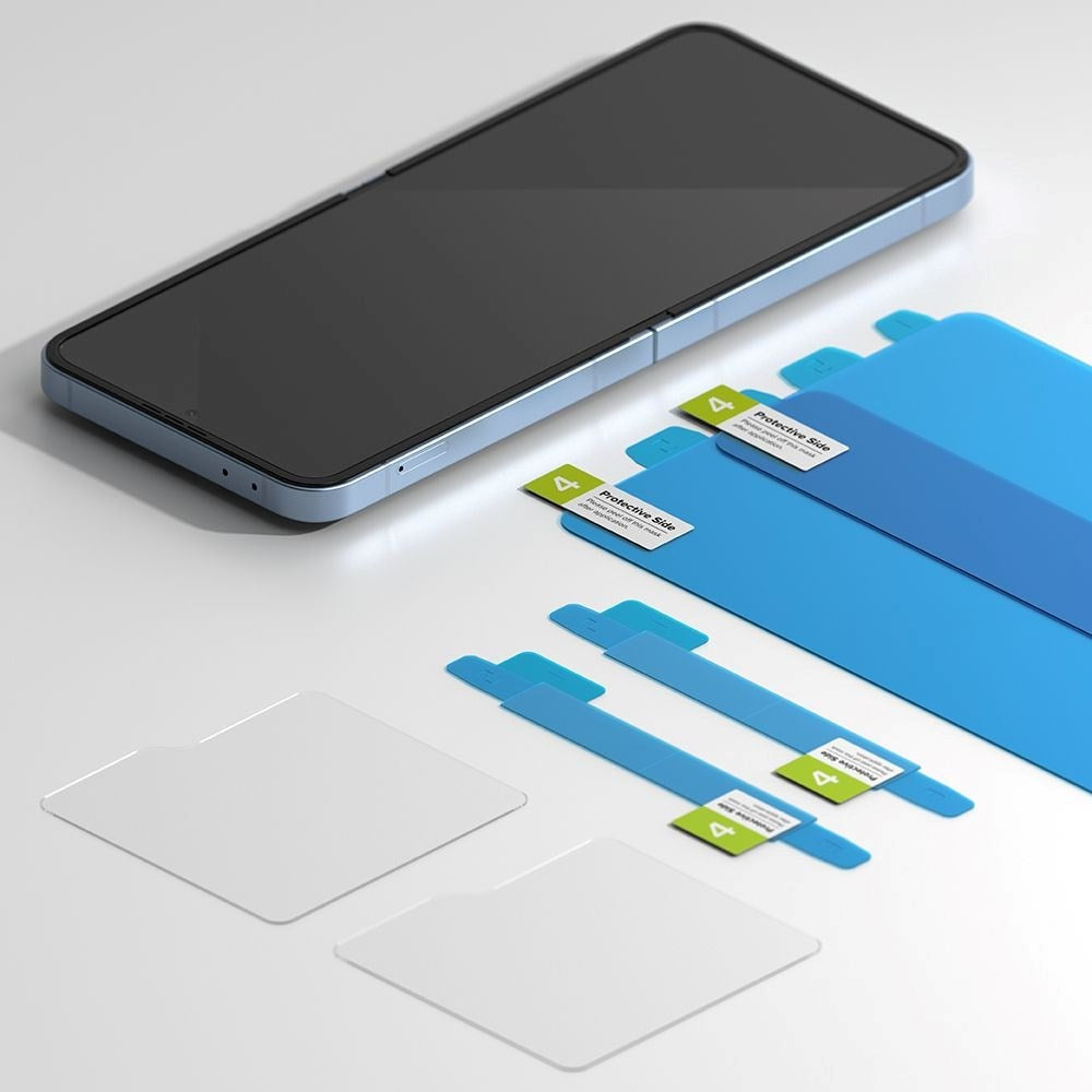 Samsung Galaxy Z Flip7 FE / Flip6 Ringke 3-i-1 Herdet Glass Skjermbeskytter - 2 Pakke - Gjennomsiktig