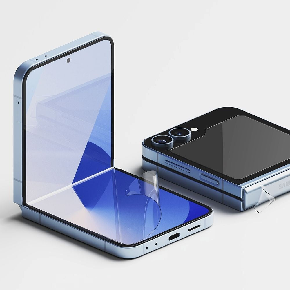 Samsung Galaxy Z Flip7 FE / Flip6 Ringke 3-i-1 Herdet Glass Skjermbeskytter - 2 Pakke - Gjennomsiktig