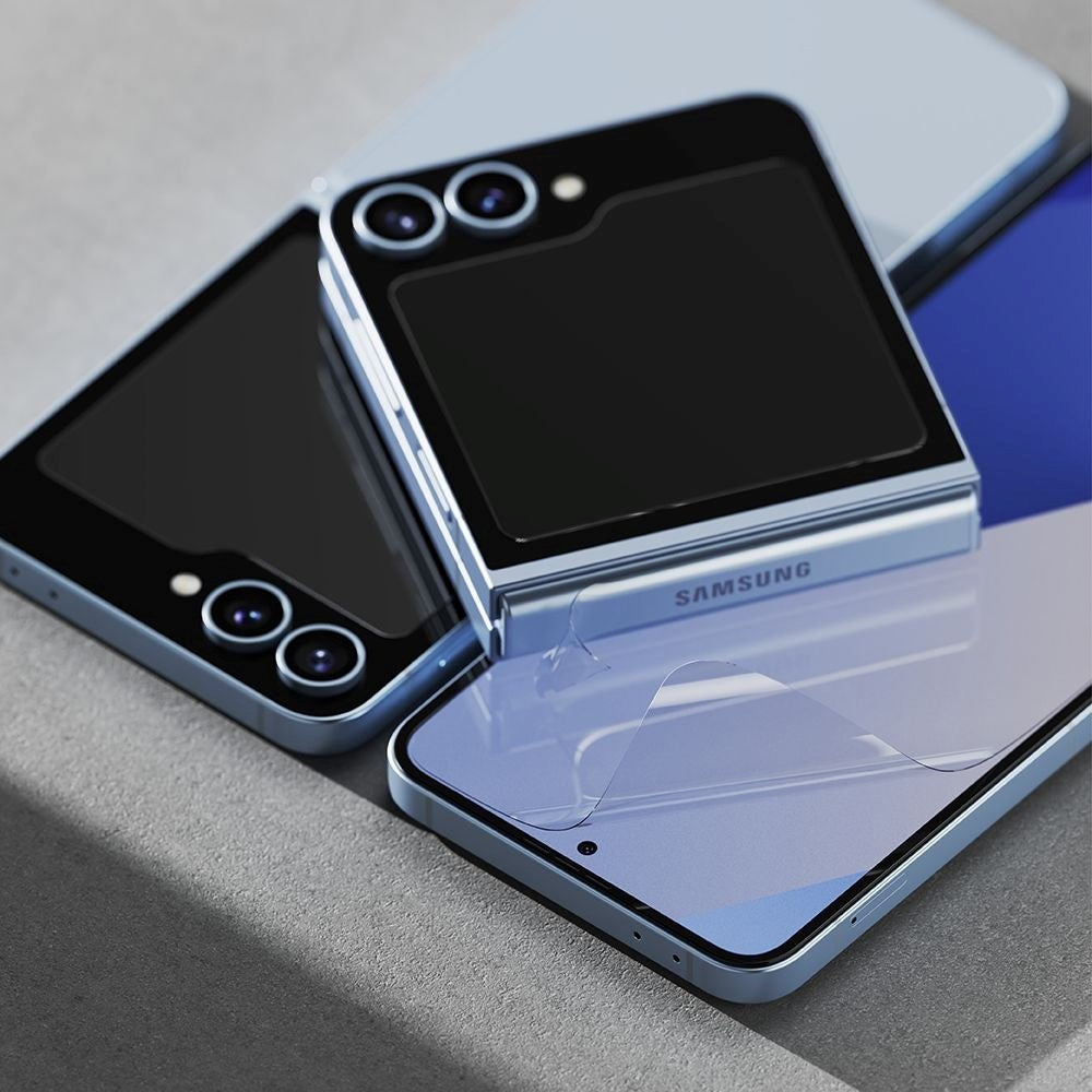 Samsung Galaxy Z Flip7 FE / Flip6 Ringke 3-i-1 Herdet Glass Skjermbeskytter - 2 Pakke - Gjennomsiktig