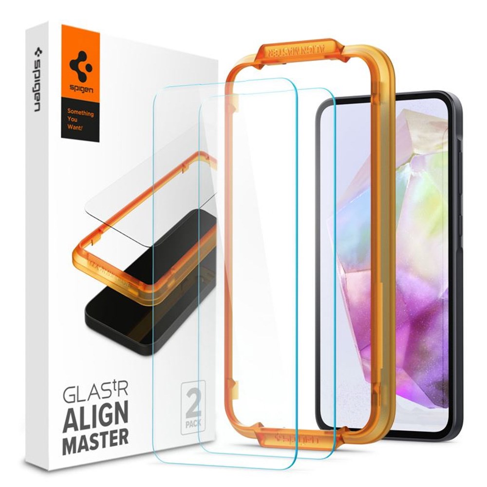 Samsung Galaxy A35 (5G) Spigen AlignMaster Glass tR Skjermbeskyttelse - 2 stk - Case Friendly - Gjennomsiktig