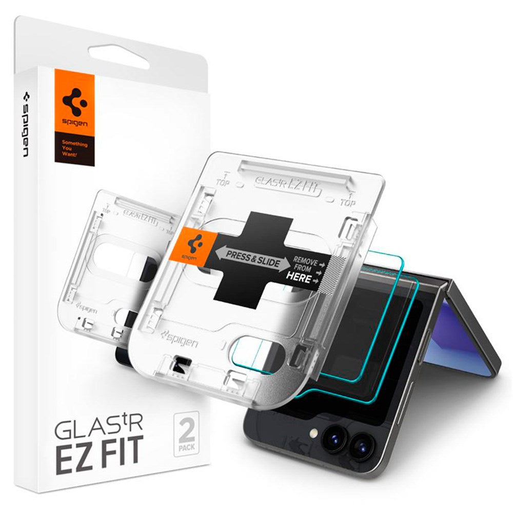 Spigen Samsung Galaxy Z Flip7 FE / Flip6 EZ Fit Glas.tR Sub Screen Skjermbeskytter - 2 stk. - Case Friendly - Gjennomsiktig