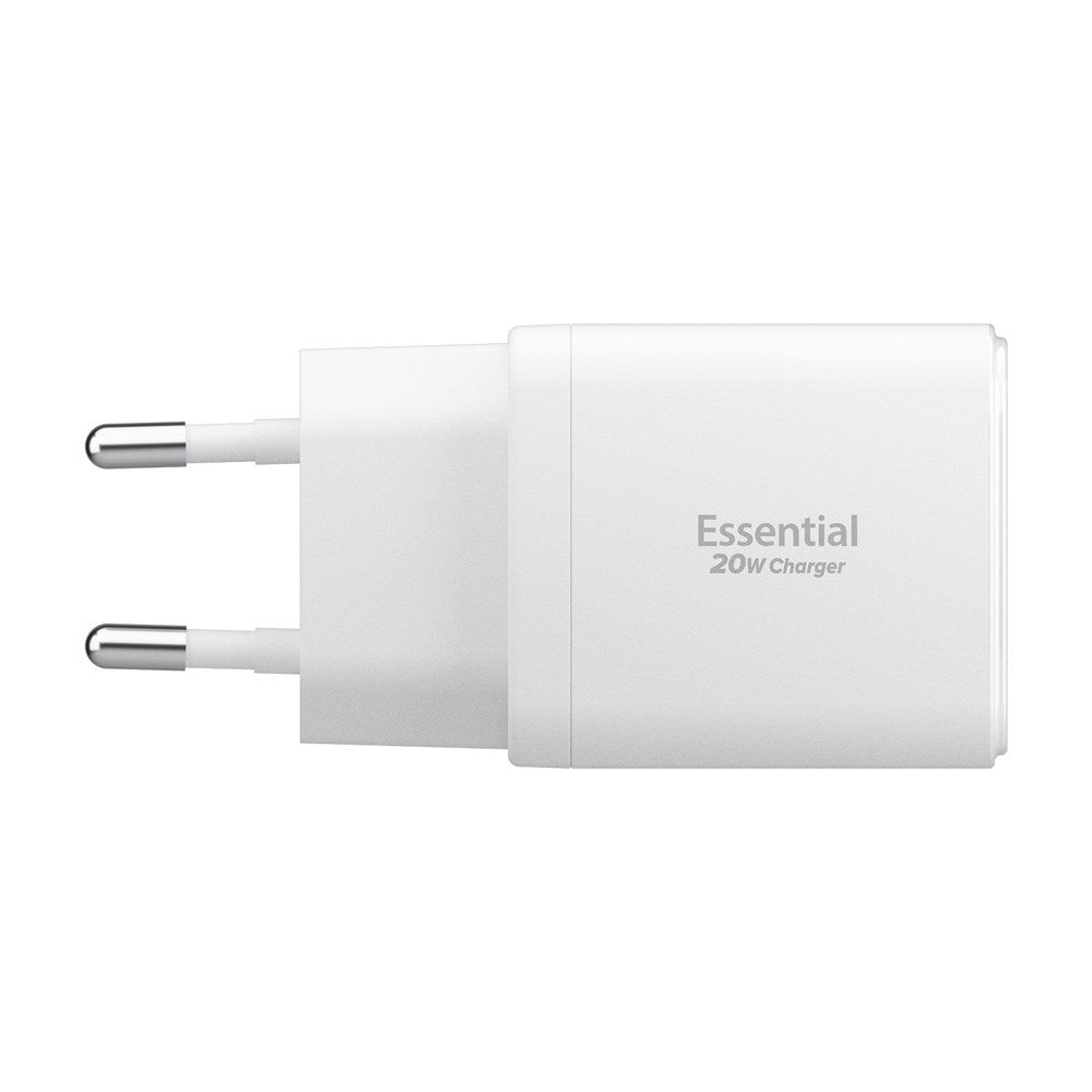 Spigen Essential 20W Vegglader m. 1 x USB-C & 1 x USB-A - Hvit