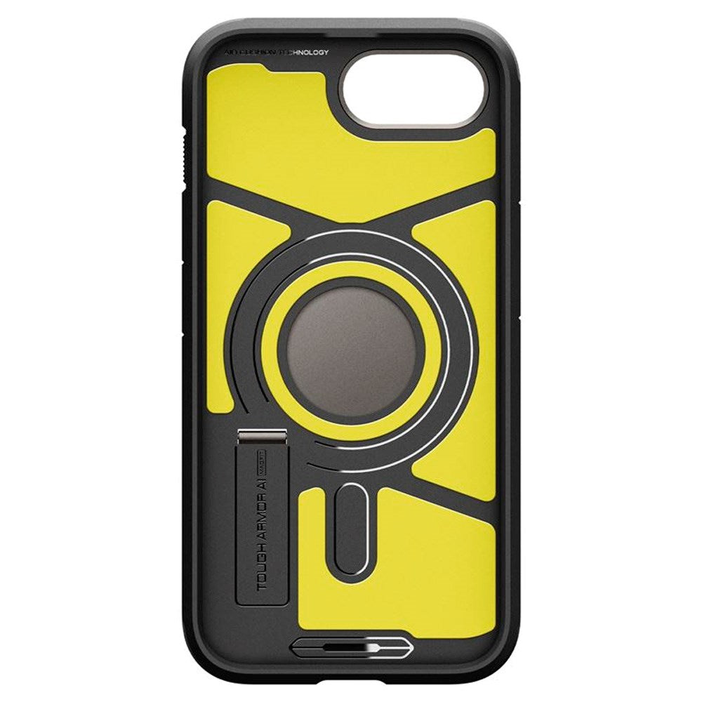 iPhone 16e Spigen Tough Armor Deksel med Stativfunksjon - MagSafe Kompatibel - Gunmetal