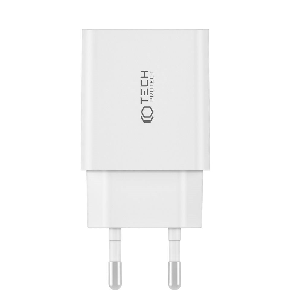 Tech-Protect 30W Vegglader med 1 x USB-A QC og 1 x USB-C PD - Hvit