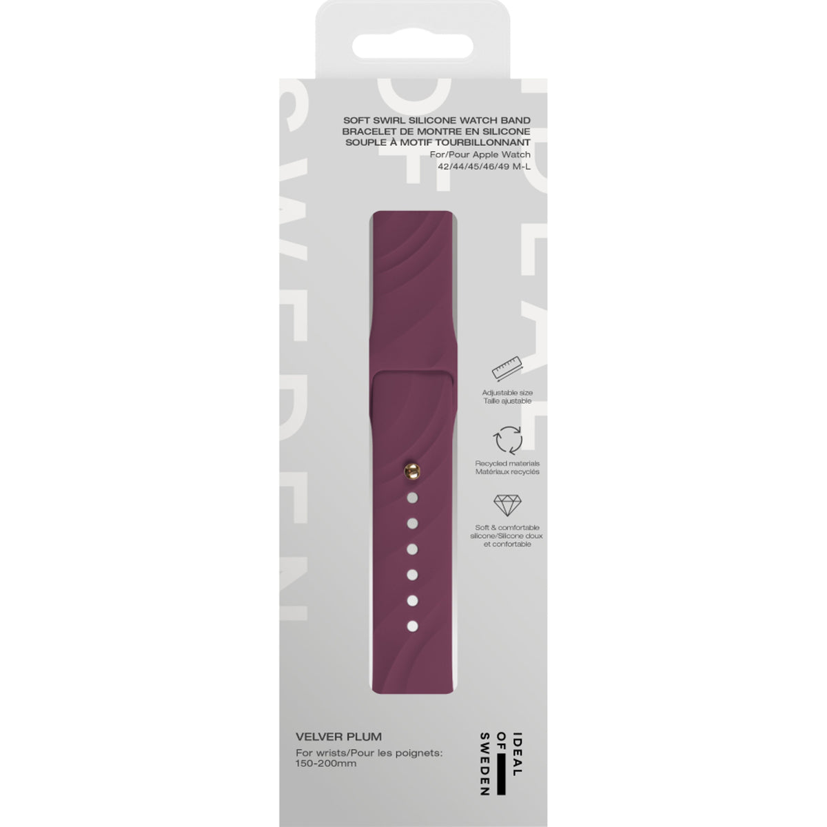 Apple Watch (42/44/SE/45/46/49mm) iDeal of Sweden Soft Swirl Silikon Klokkerem - Størrelse M/L - Velvet Plum