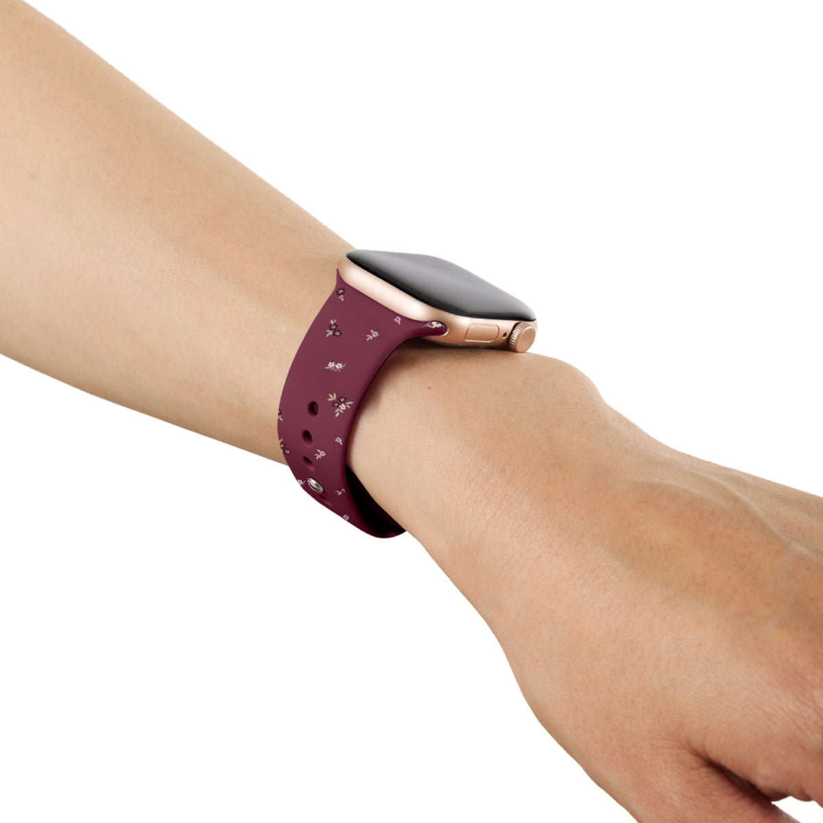 Apple Watch (38/40/SE/41/42mm) iDeal of Sweden Silikon Klokkerem - Størrelse S/M - Fine Wine Bloom