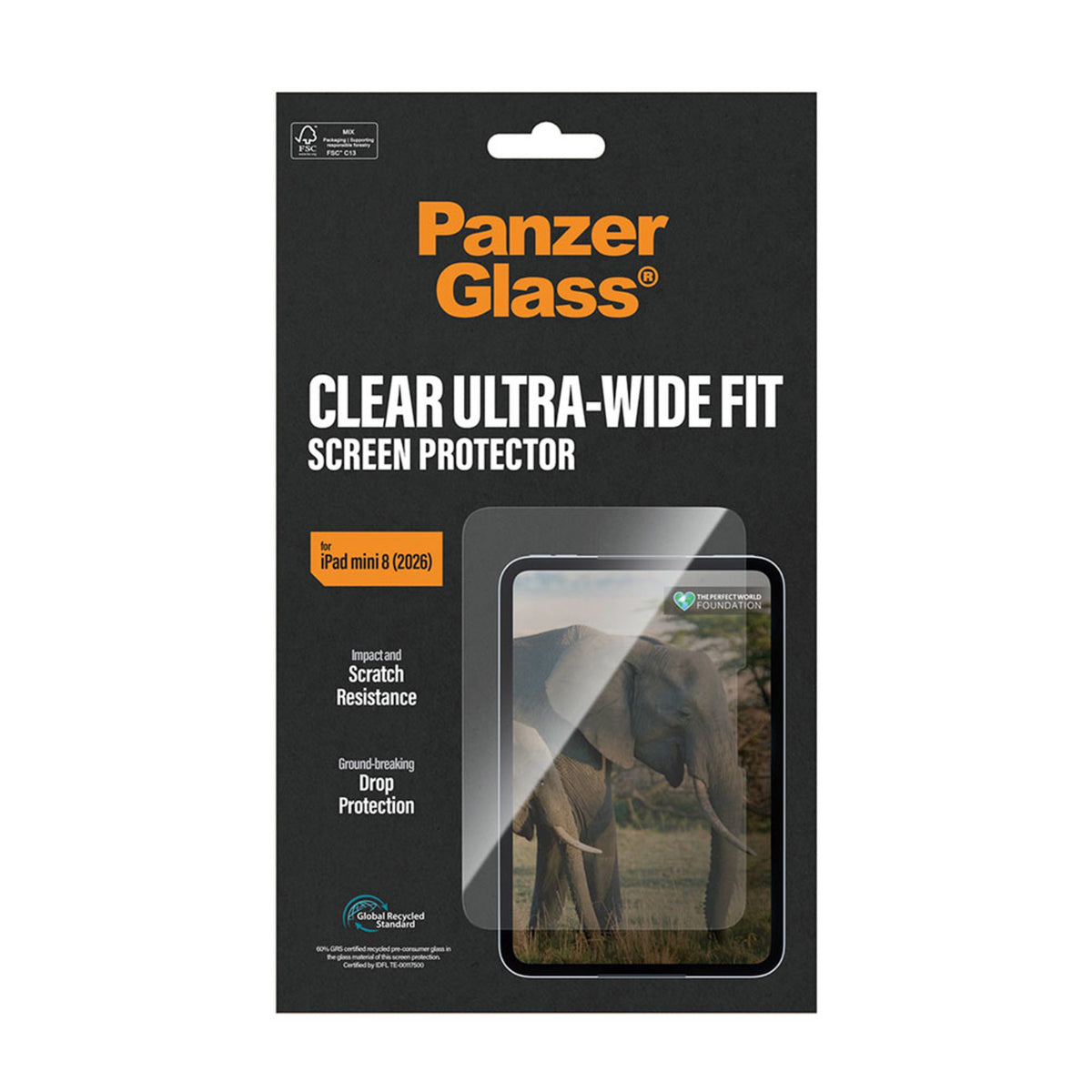 iPad Mini (2026) 8. Gen. PanzerGlass Ultra-Wide Fit Skjermbeskyttelsesglass - Gjennomsiktig