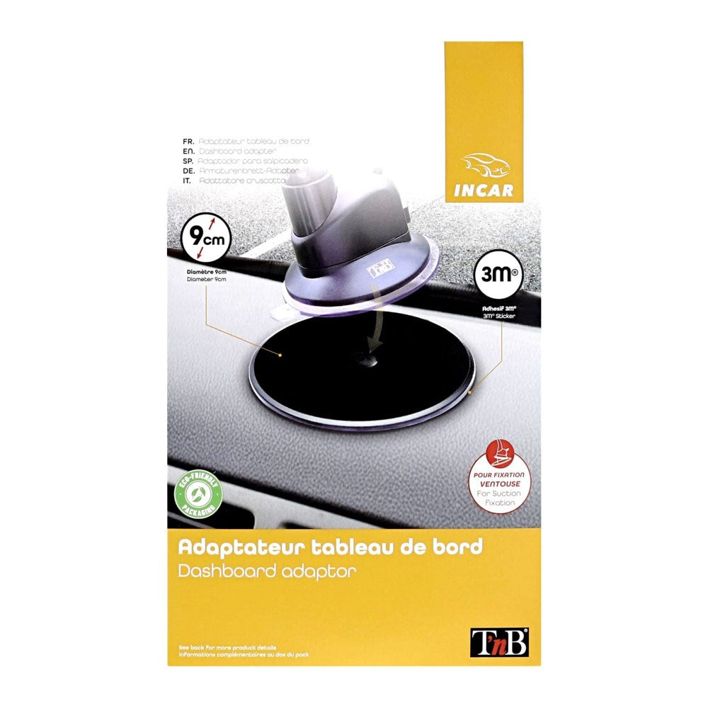 T'NB 90mm Adapter for Sugekoppmontering - Dashboard - Svart