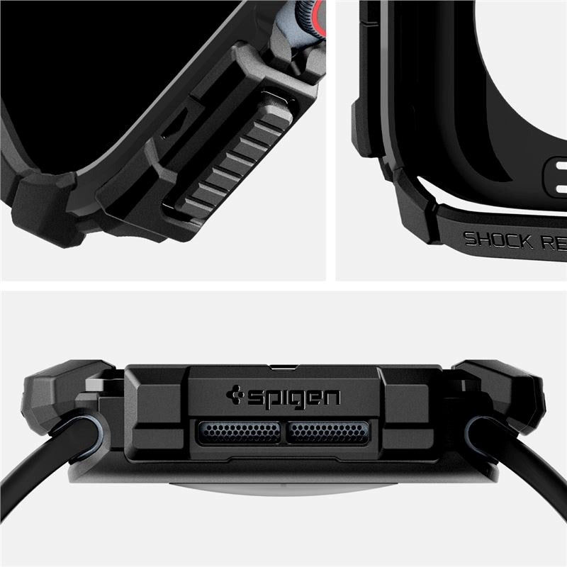 Apple Watch 11 / 10 (42mm) Spigen Rugged Armor Deksel - Fleksibel Plast - Svart