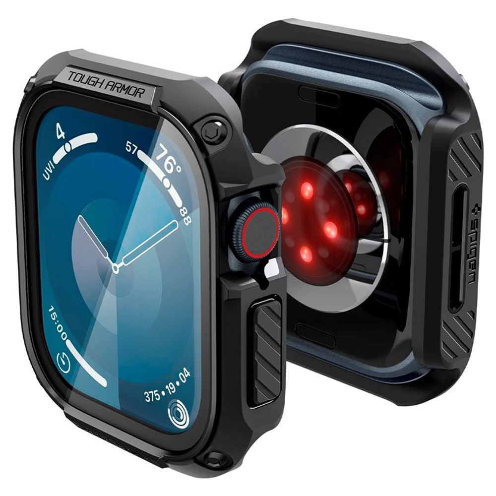 Apple Watch 11 / 10 (46mm) Spigen Tough Armor Deksel m. Skjermbeskyttelsesglass - Sort