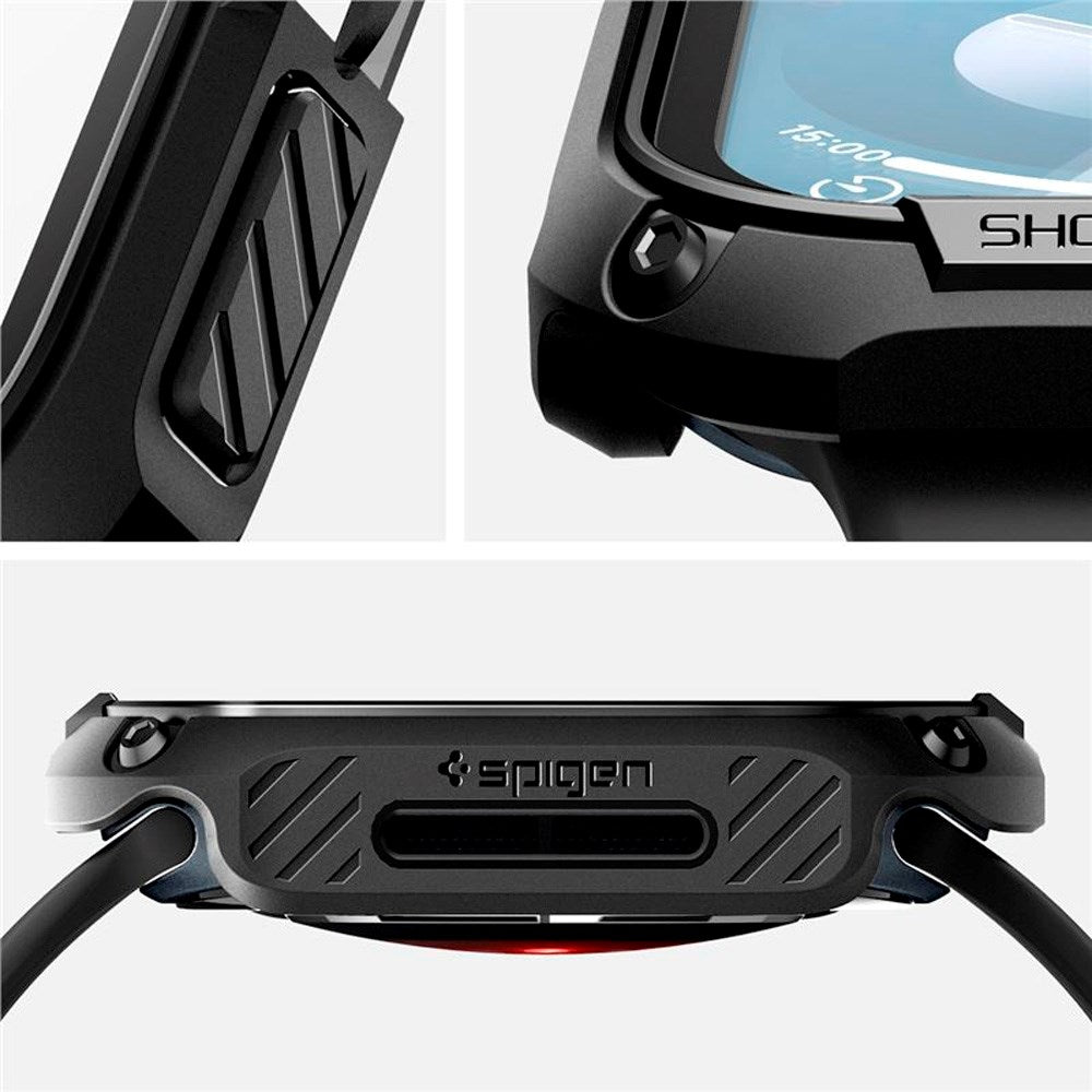 Apple Watch 11 / 10 (46mm) Spigen Tough Armor Deksel m. Skjermbeskyttelsesglass - Sort