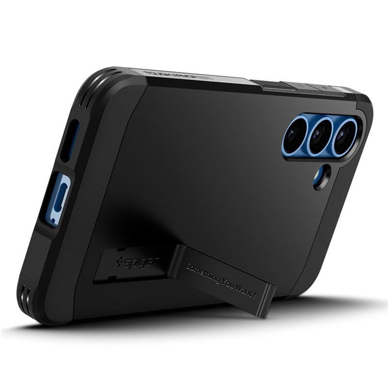 Samsung Galaxy S25 Spigen Tough Armor Hybrid Deksel m. Stativfunksjon - MagSafe Kompatibel - Svart