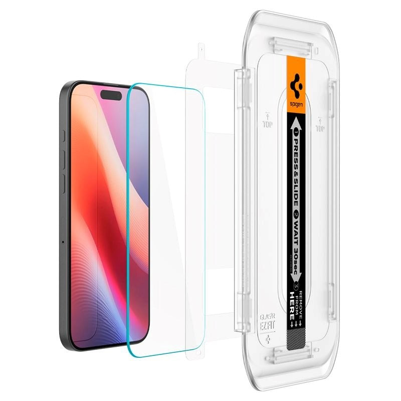 iPhone 17 Pro Max / 16 Pro Max Spigen EZ Fit Glas.tR Skjermbeskytter 2. Stk - Case Friendly - Gjennomsiktig