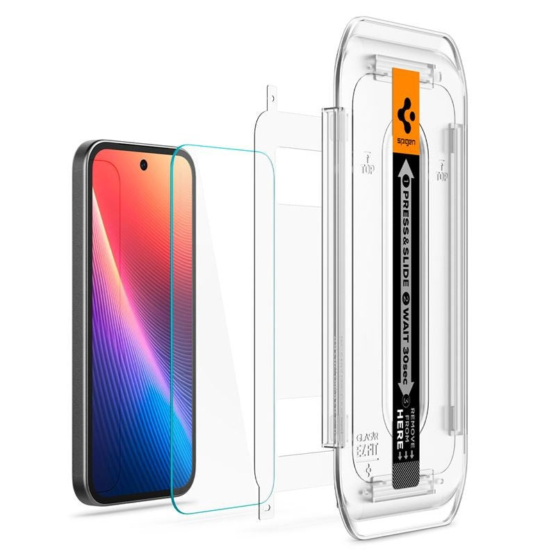 Google Pixel 9a Spigen EZ Fit Glass tR Skjermbeskyttelse - 2 stk - Case Friendly - Gjennomsiktig