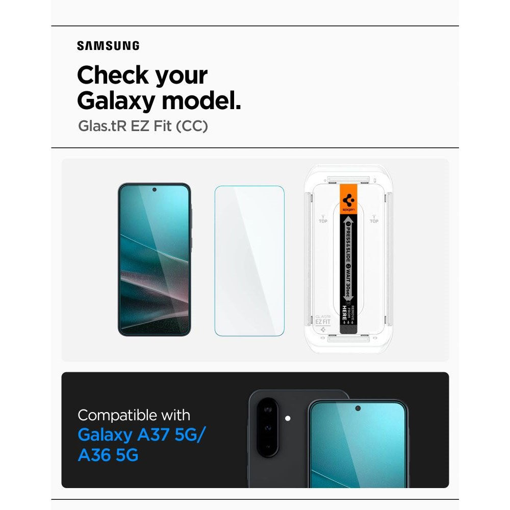 Samsung Galaxy A37/A36 (5G) Spigen EZ Fit Glass tR Skjermbeskyttelse - Case Friendly - Gjennomsiktig