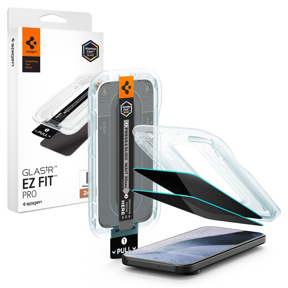 Google Pixel 11 Pro XL / 10 Pro XL / 9 Pro XL Spigen Glass tR EZ Fit Pro Privacy Beskyttelsesglass - 2 stk - Gjennomsiktig