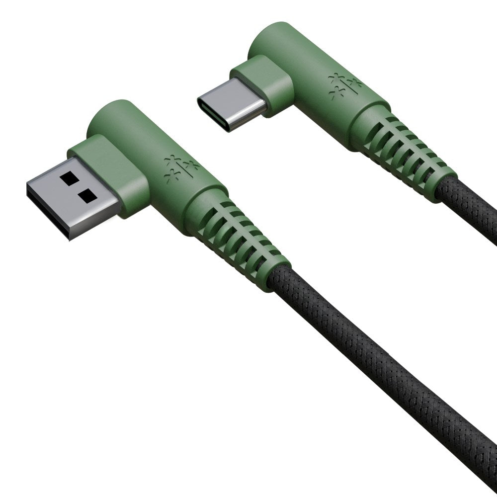 Hune Hiedra USB-A til USB-C Kabel med Vinklet Kontakt - 1,2 m - Grønn