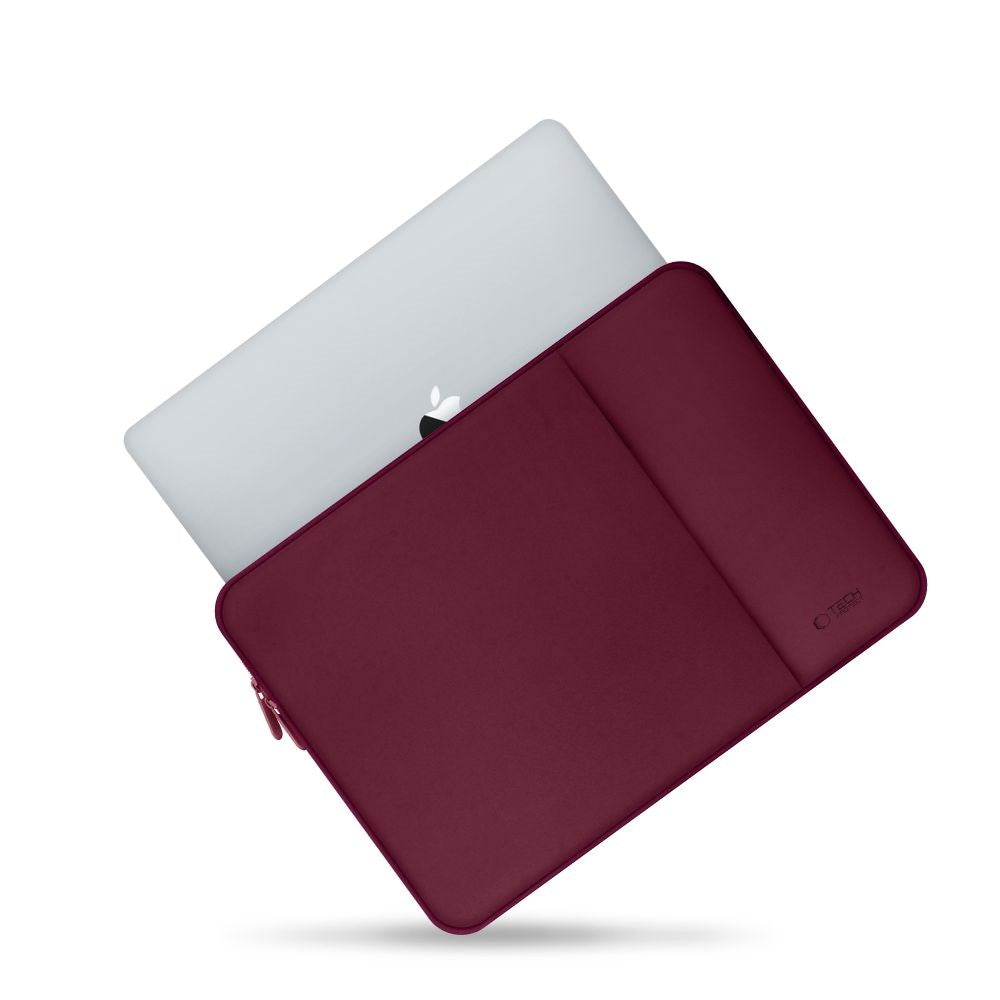 Tech-Protect MacBook / Laptop Neopren Sleeve 13" (33.5 x 22.5 cm) med Ekstra Lomme - Burgund