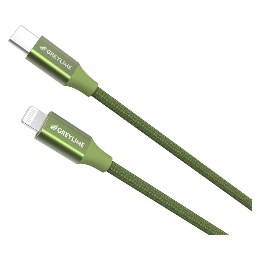 GreyLime 18W Flettet USB-C til Lightning Kabel 1 meter - Grønn