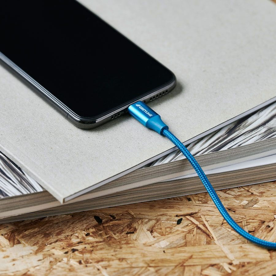 GreyLime 18W Flettet USB-C til Lightning Kabel 2 meter - Blå