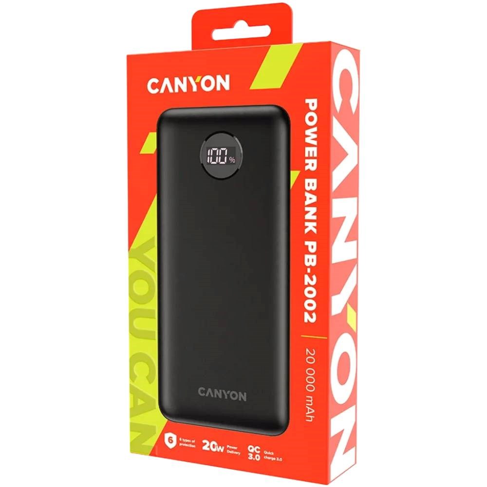 Canyon PB2002 20W PowerBank - 20.000 mAh - Svart