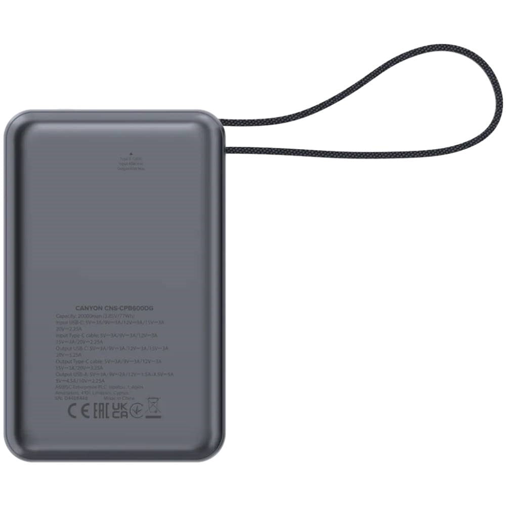 Canyon OnPower 600 PowerBank - 65W / 20.000 mAh - Grå
