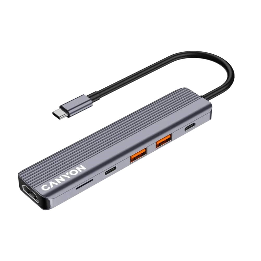 Canyon DS17 6-i-1 USB-C Hub - Grå
