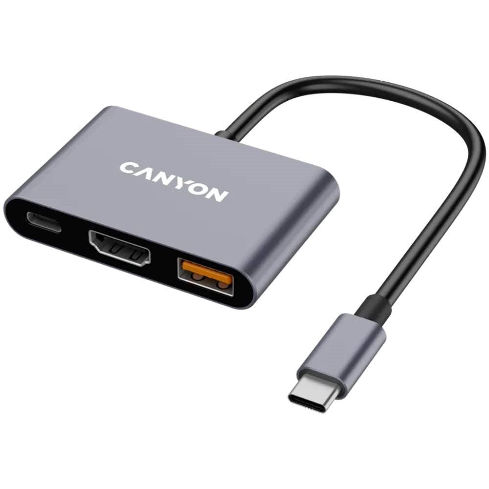 Canyon DS4 100W 3-i-1 USB-C Hub - Grå