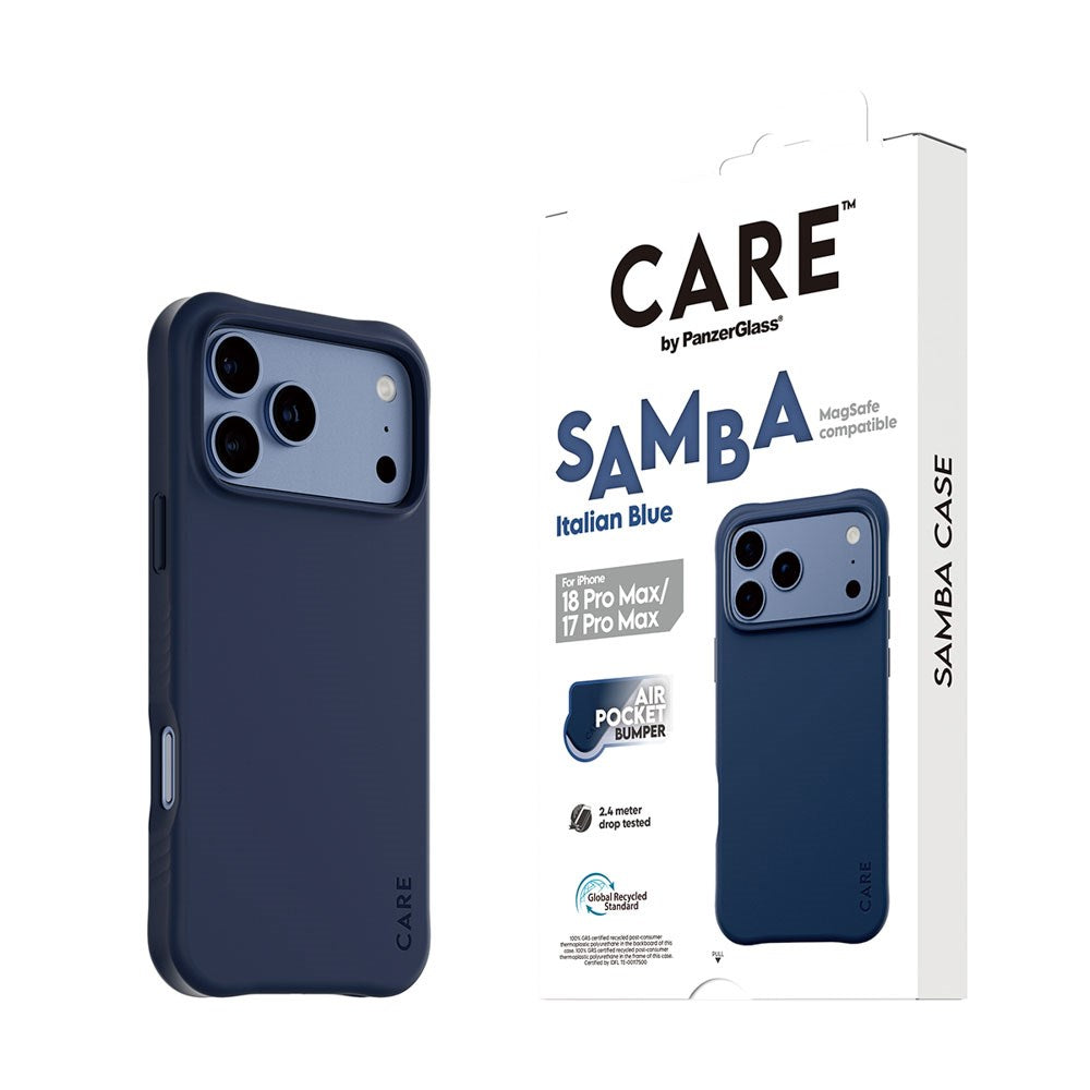 iPhone 18 Pro Max / 17 Pro Max CARE by PanzerGlass Fashionable Samba Deksel - MagSafe Kompatibel - Italian Blue